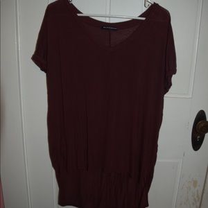 Brandy Melville Maroon asymmetrical tee